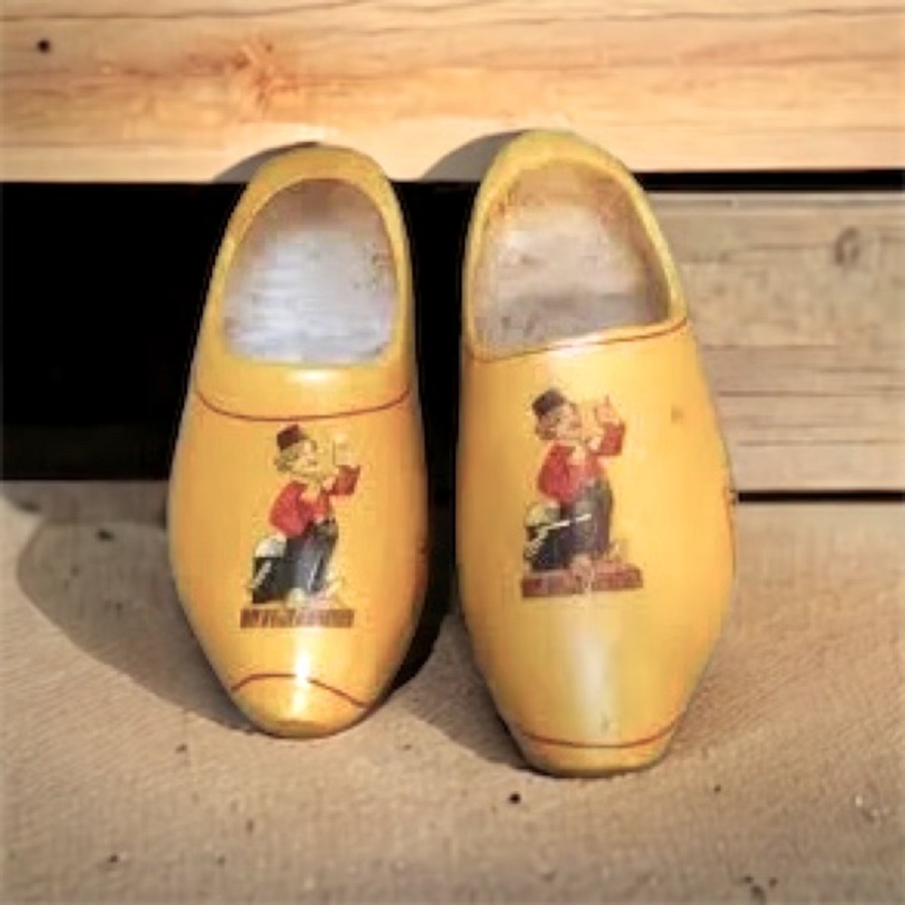 Heineken collectibles. Two wooden shoes. From the 1970s c
